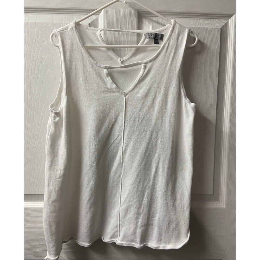 Joseph A Top Womens Large White Knit Sleeveless Key Hole Capsule